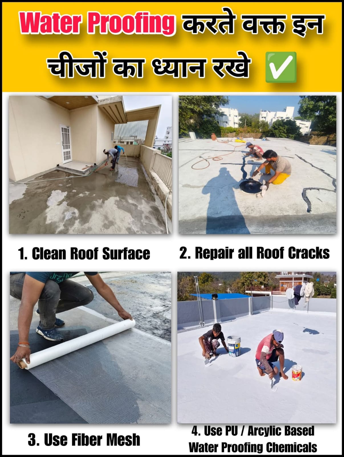 Waterproofing 4-step checklist — waterproofing चेकलिस्ट